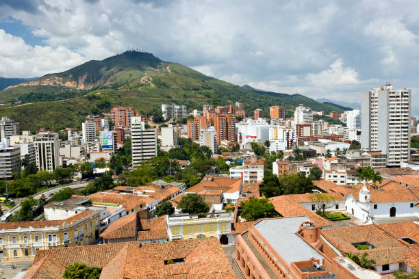 Cali, Valle del Cauca, mountain in background, Colombia .